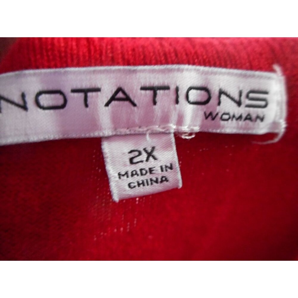 Red Knit Sweater fringe edge rayon blend Sz 2x Notations Woman - Picture 3 of 9
